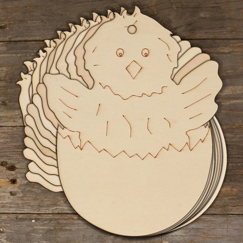 10x wooden chick egg - 10x, in